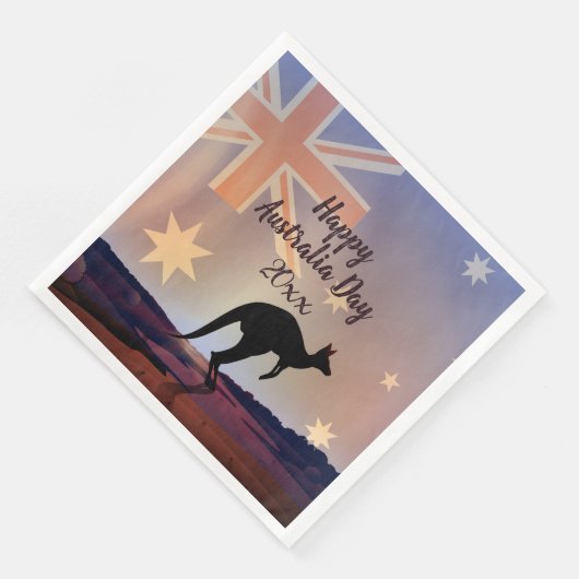 Text-Flag Kangaroo Australien Abendessen Serviette (Ecke)