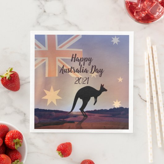 Text-Flag Kangaroo Australien Abendessen Serviette (Beispiel)