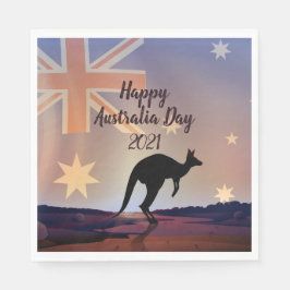 Text-Flag Kangaroo Australien Abendessen Serviette