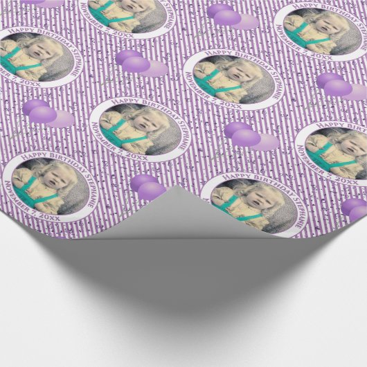 Text.Foto-Lavendel/Einfache weiße Streifen Geschenkpapier (Ecke)