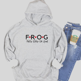 Text Frog Verlass dich auf die Gottesmutter Hoodie