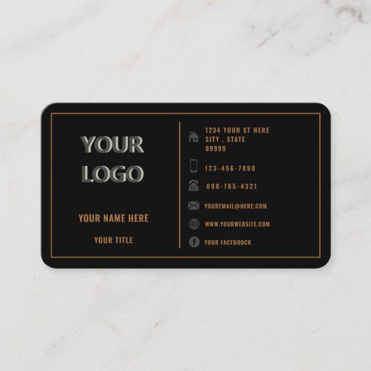 Text für benutzerdefinierte Logos Gold und schwarz Visitenkarte (Vorderseite)