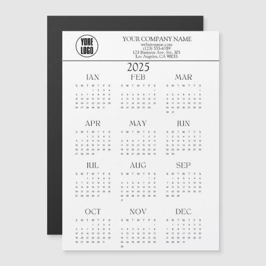Text für das 2025-Kalender-Firmenlogo | Jeder Hint Magnetkarte (Vorne/Hinten)
