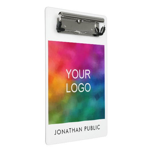 Text für das Firmenlogo des Unternehmens hinzufüge Mini Klemmbrett (Schrägansicht)