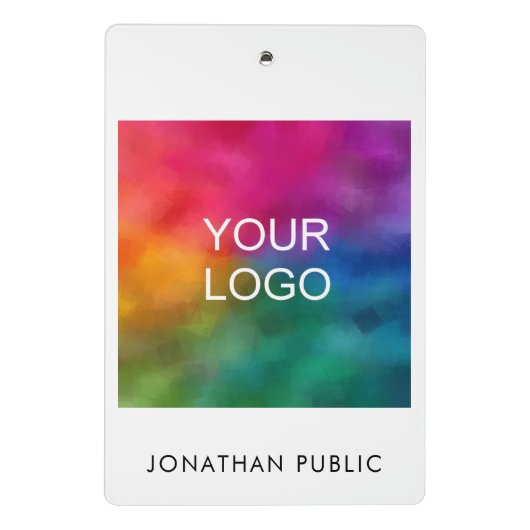 Text für das Firmenlogo des Unternehmens hinzufüge Mini Klemmbrett (Rückseite)