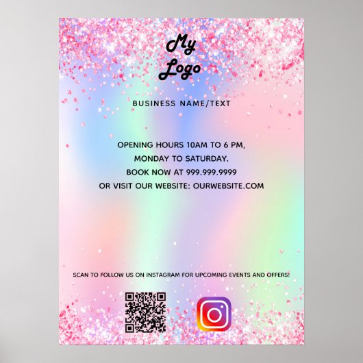 Text für das Firmenlogo, holografischer Qr-Code Poster (Vorne)