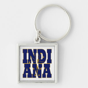 Text für die Staatsflagge von Indiana Schlüsselanhänger