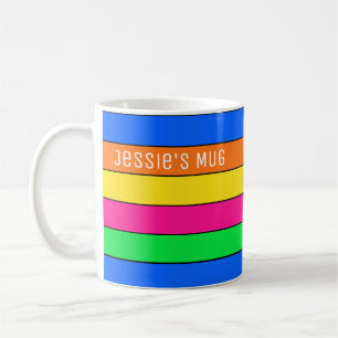TEXT FÜR HELLE NEON FLUORESCENT FARBSTRIPIERTE LIN KAFFEETASSE