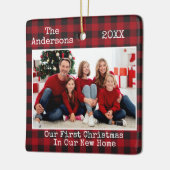 Text für Schreibmaschinen Kariert Erste Weihnachts Keramikornament (Links)