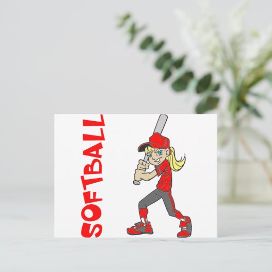TEXT FÜR SOFTBALLMÄDCHEN POSTKARTE (Stehend Vorderseite)