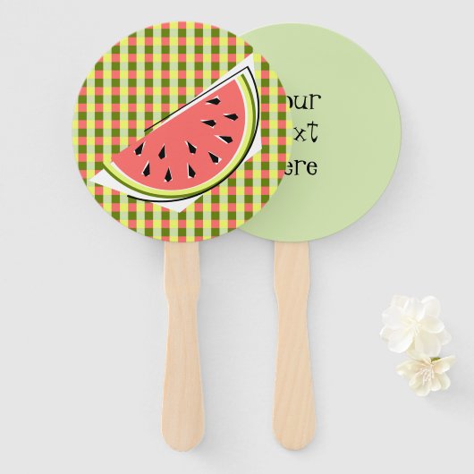Text für Wassermelonen-Slice-Karo Fächer (Vorne und Hinten)