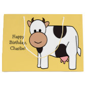 Text-Geschenktasche der Kuhillustration Große Geschenktüte (Vorderseite)