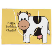 Text-Geschenktasche der Kuhillustration Große Geschenktüte (Rückseite)