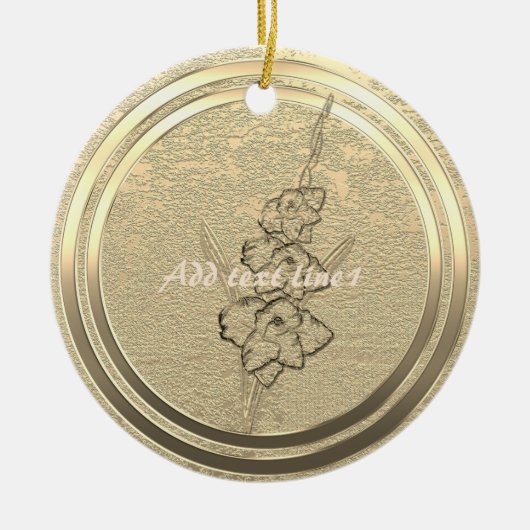 Text Gold Gladiolus hinzufügen Keramik Ornament (Vorne)