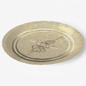 Text Gold Gladiolus hinzufügen Pappteller (Schrägansicht)