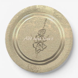 Text Gold Gladiolus hinzufügen Pappteller