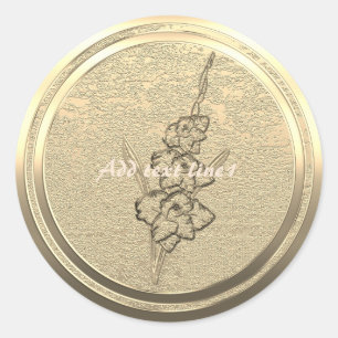 Text Gold Gladiolus hinzufügen Runder Aufkleber