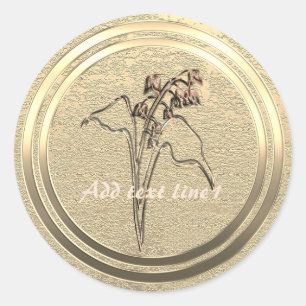 Text-Gold-Lilie des Tals hinzufügen Runder Aufkleber
