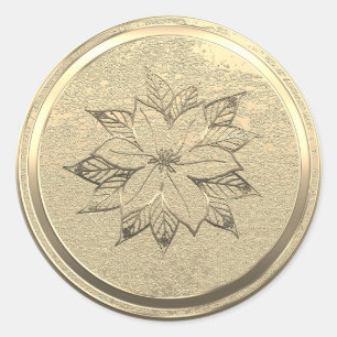 Text Gold Poinsettia Dezember hinzufügen Runder Aufkleber