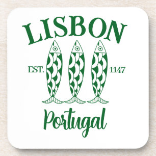 Text grün von Lissabon Getränkeuntersetzer