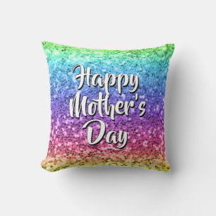 Text Happy Mütter Tag Mama Rainbow Sparkle änder Kissen