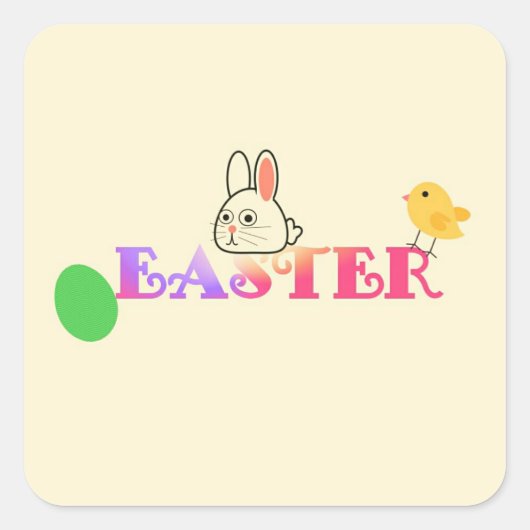 Text, Hase und Chic Osterthema Quadratischer Aufkleber (Vorderseite)