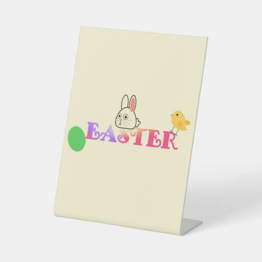 Text, Hase und Chic Osterthema Sockelschild (Vorderseite)