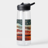 Text hinzufügen - Cowboy-Reiten in Flag Sunset Trinkflasche (Links)