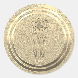 Text hinzufügen Gold-Narzisse März  Runder Aufkleber
