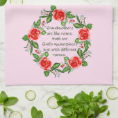 Text hinzufügen, Großmütter wie Rose, Blumengranma Geschirrtuch (Gefaltet)