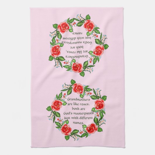 Text hinzufügen, Großmütter wie Rose, Blumengranma Geschirrtuch (Vertikal)