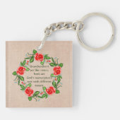 Text hinzufügen, Großmütter wie Rose, Blumengranma Schlüsselanhänger (Rückseite)