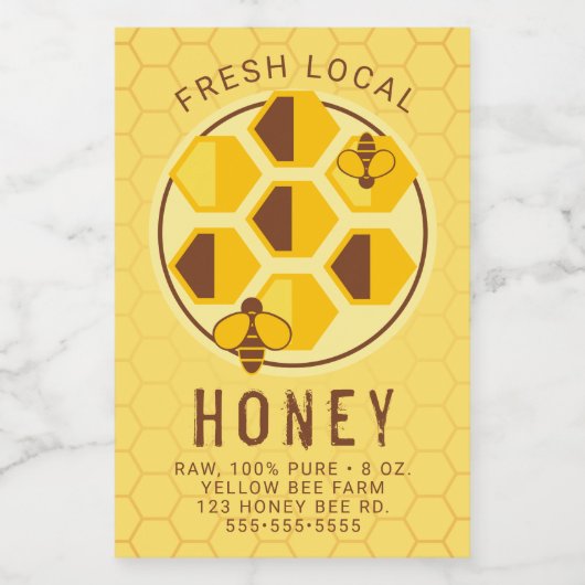 Text hinzufügen | Honeycomb Jar Label Lebensmitteletikett (Einzelnes Label)
