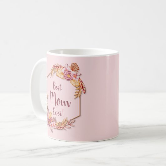 Text hinzufügen Name Boho Blume bester Mama T Kaffeetasse (Vorderseite Links)