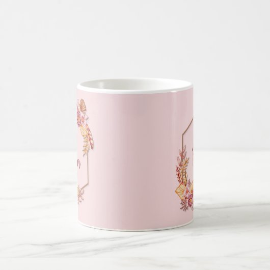 Text hinzufügen Name Boho Blume bester Mama T Kaffeetasse (Mittel)
