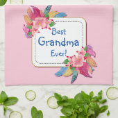 Text hinzufügen Name Boho Blume Feathers Oma änder Geschirrtuch (Gefaltet)