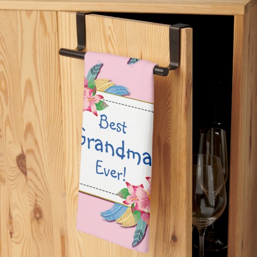 Text hinzufügen Name Boho Blume Feathers Oma änder Geschirrtuch (Drittel gefaltet)