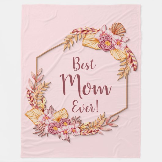 Text hinzufügen Name Boho Blume Frame Beste Mama ä Fleecedecke (Vorderseite)