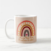Text hinzufügen Name Boho Rainbow Heart Pink Beige Kaffeetasse (Links)
