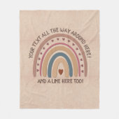 Text hinzufügen Name Boho Rainbow Heft Soft Brown  Fleecedecke (Vorderseite)