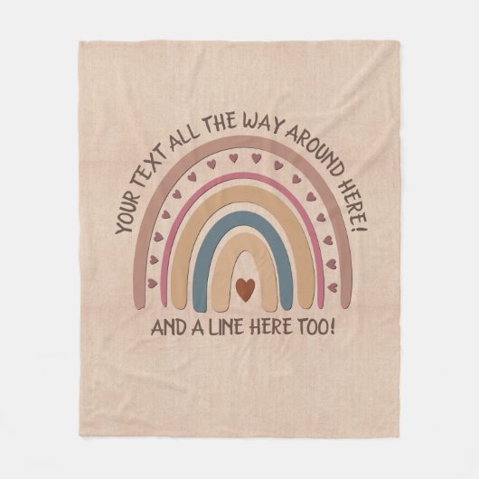 Text hinzufügen Name Boho Rainbow Heft Soft Brown Fleecedecke (Vorderseite)