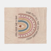 Text hinzufügen Name Boho Rainbow Heft Soft Brown Fleecedecke (Vorderseite (Horizontal))