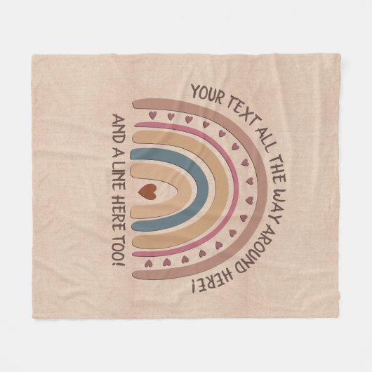 Text hinzufügen Name Boho Rainbow Heft Soft Brown  Fleecedecke (Vorderseite (Horizontal))