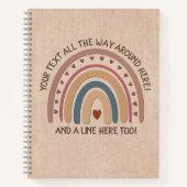 Text hinzufügen Name Boho Rainbow Heft Soft Brown  Notizblock (Vorderseite)