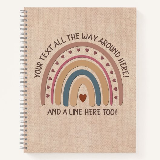Text hinzufügen Name Boho Rainbow Heft Soft Brown Notizblock (Vorderseite)