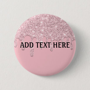 Text hinzufügen Rosa tropfender Glitter-Button Button