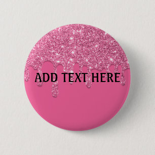 Text hinzufügen Rosa tropfender Glitter-Button Button