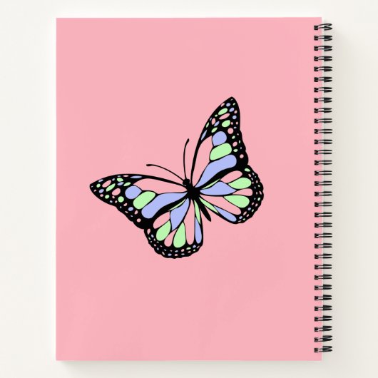 Text hinzufügen | Schöner Schmetterling auf Pink Notizblock (Rückseite)