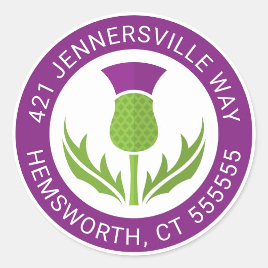 Text hinzufügen | Thistle Address Runder Aufkleber (Vorderseite)