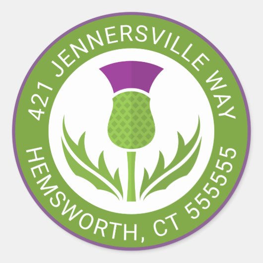 Text hinzufügen | Thistle Address Runder Aufkleber (Vorderseite)